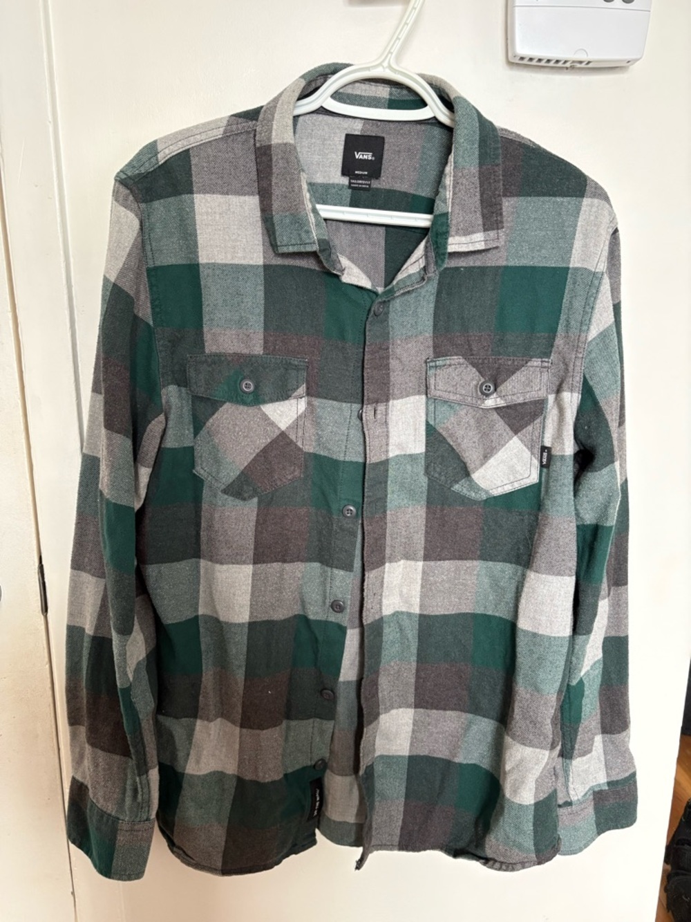 Vans Green and Gray Plaid Flannel Shirt